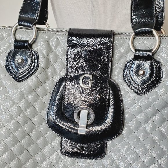 GUESS Grey Patent Wall Street Tote Bag - Picture 5 of 16